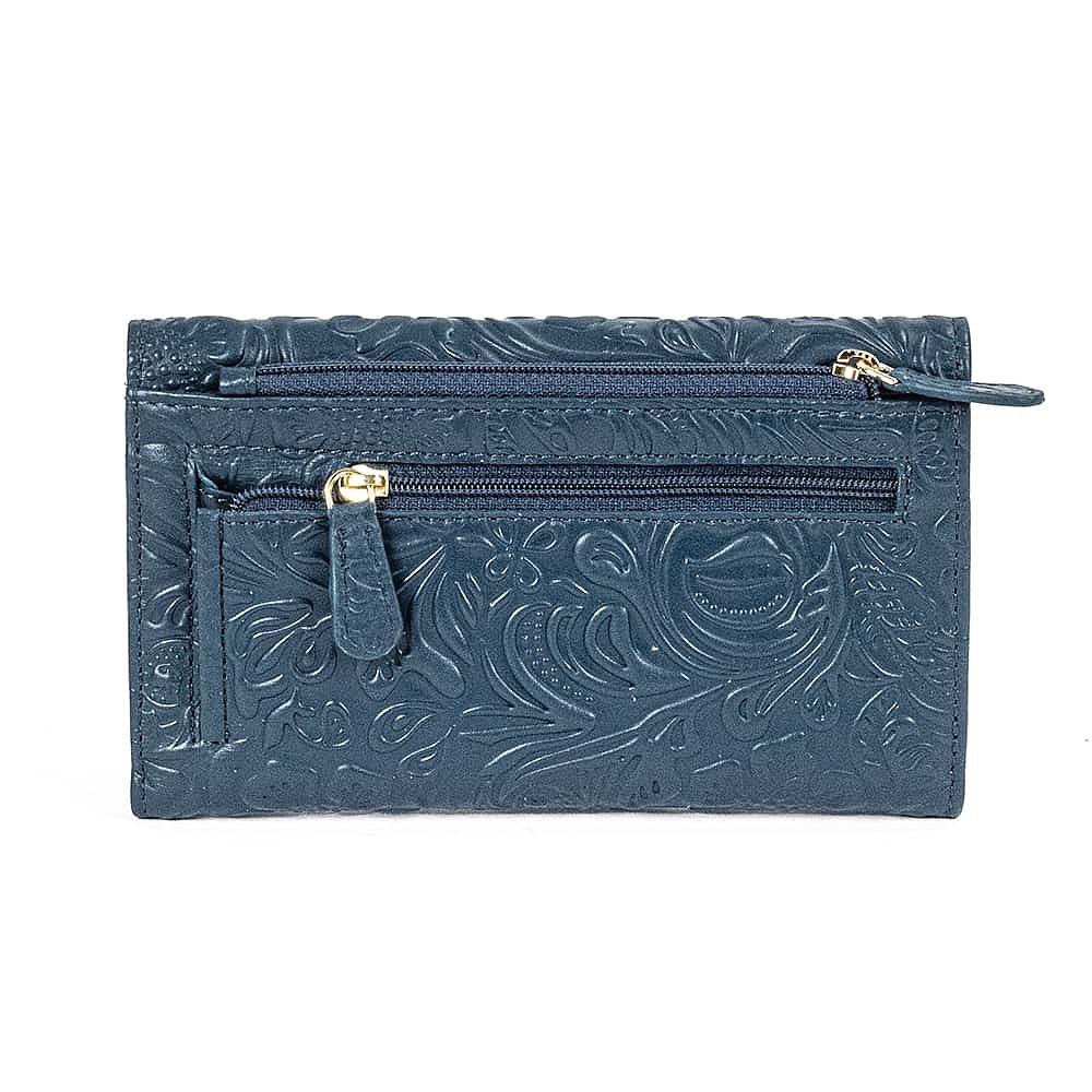 Blooms in Blue Leather Purse