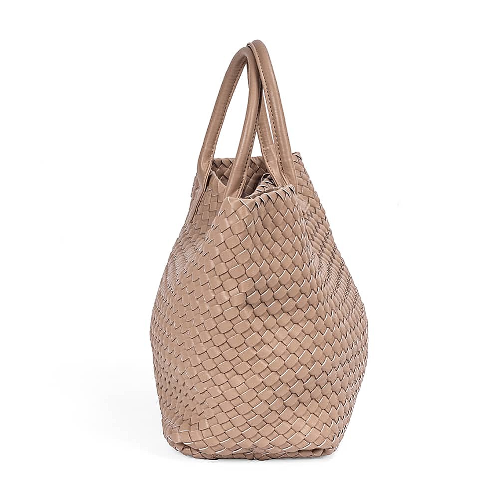 Toasted Taupe Faux Leather Tote Bag