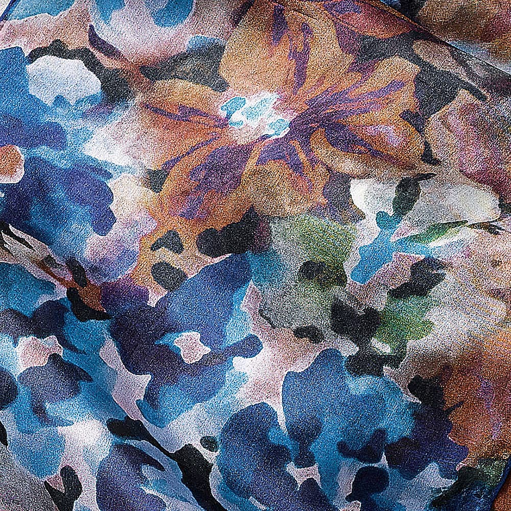 Poetry of Petals Blue Silk Scarf