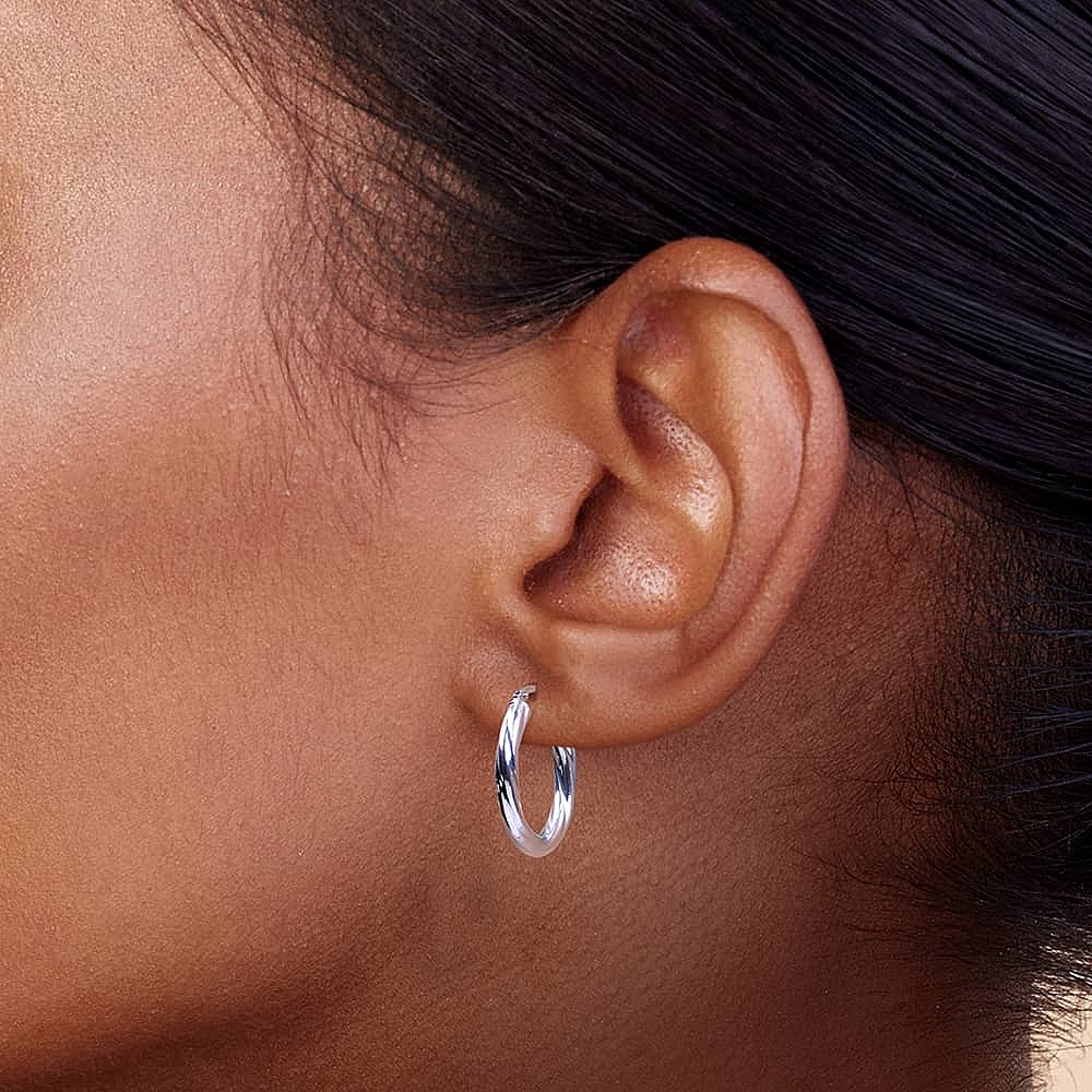 Spun in Silver Hoop Earrings