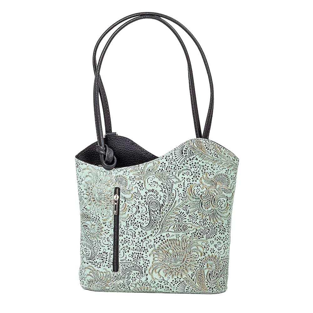 Filigree Finesse Mint Suede Bag