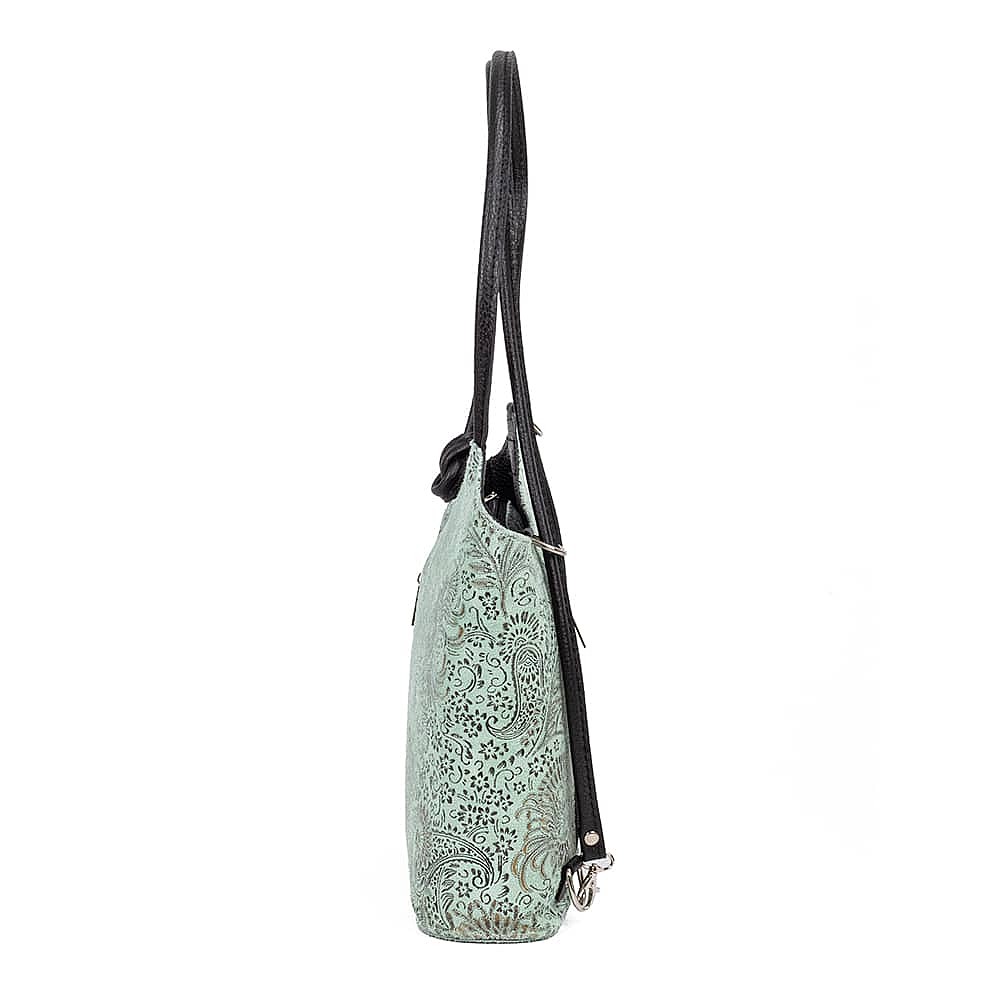 Filigree Finesse Mint Suede Bag