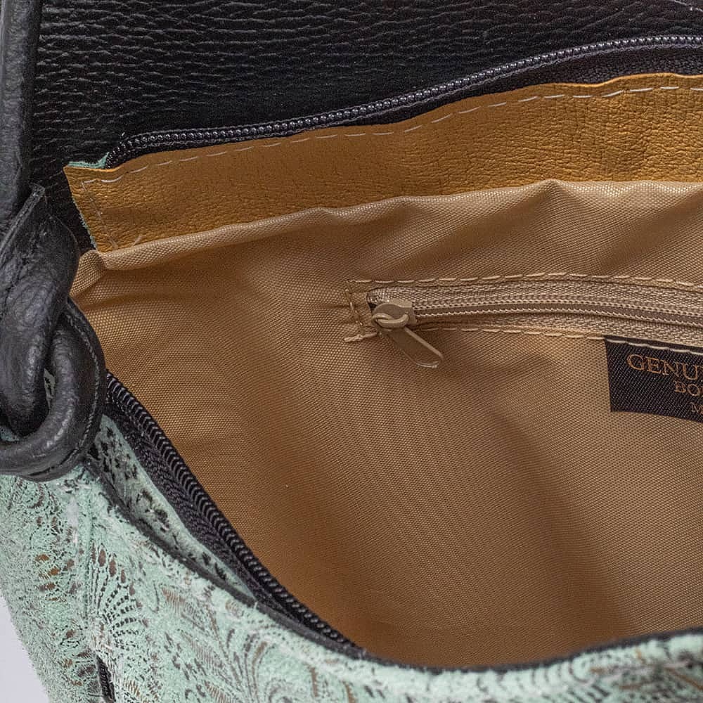 Filigree Finesse Mint Suede Bag