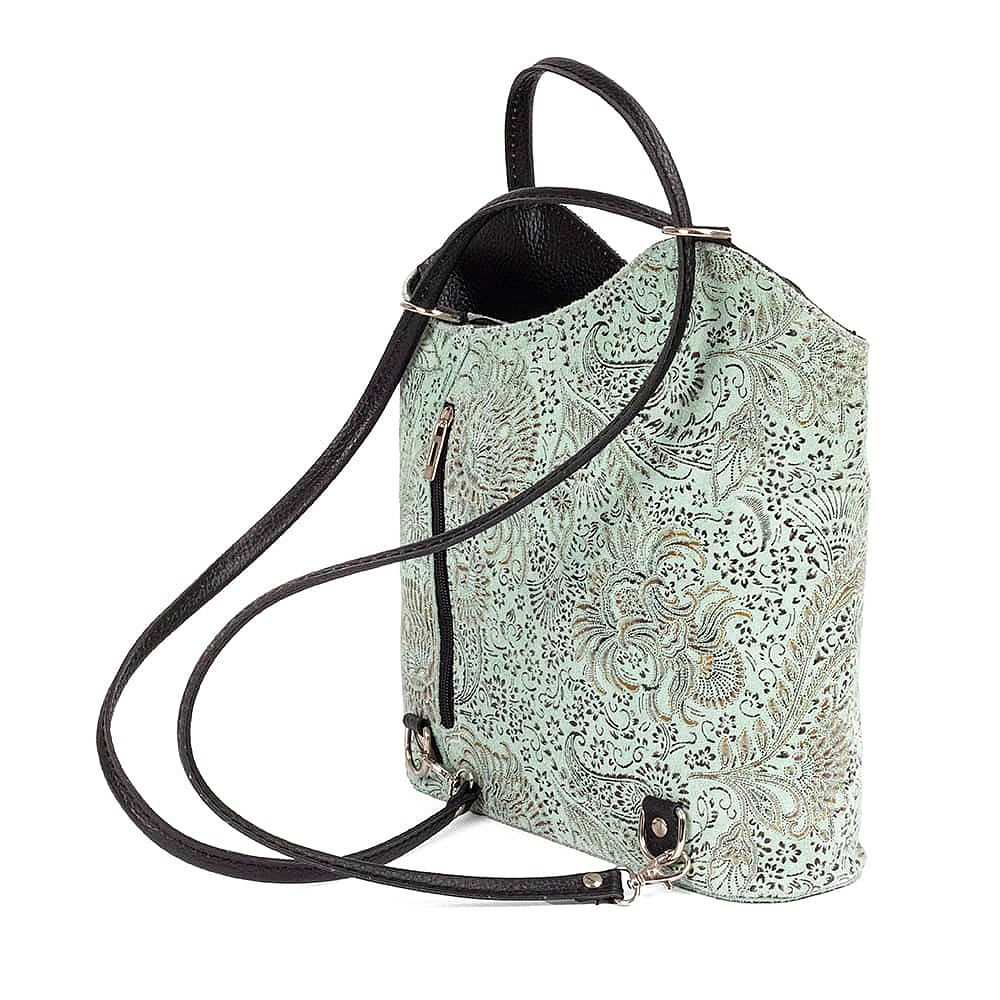 Filigree Finesse Mint Suede Bag