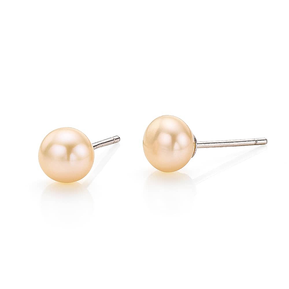 Perfectly Peach Pearl Stud Earrings