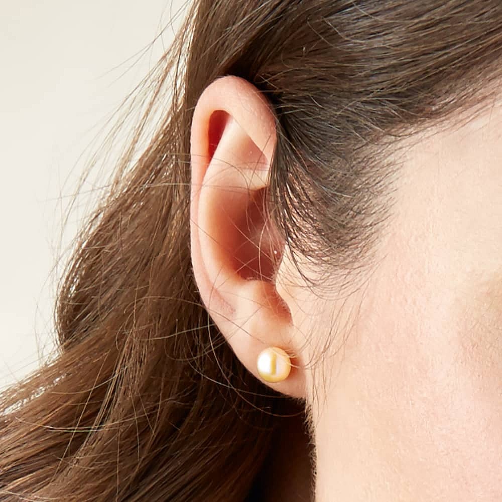 Perfectly Peach Pearl Stud Earrings