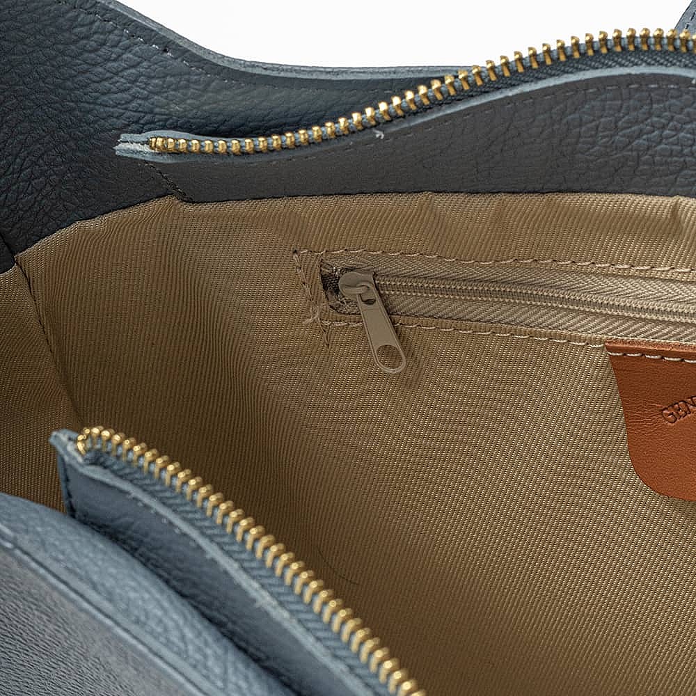 Downtown Denim Leather Shoulder Bag