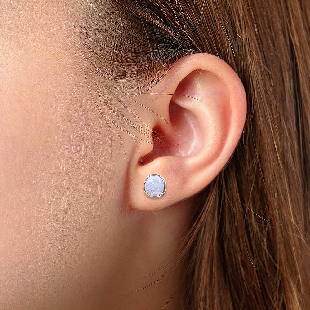 Clear Pathways Agate Stud Earrings