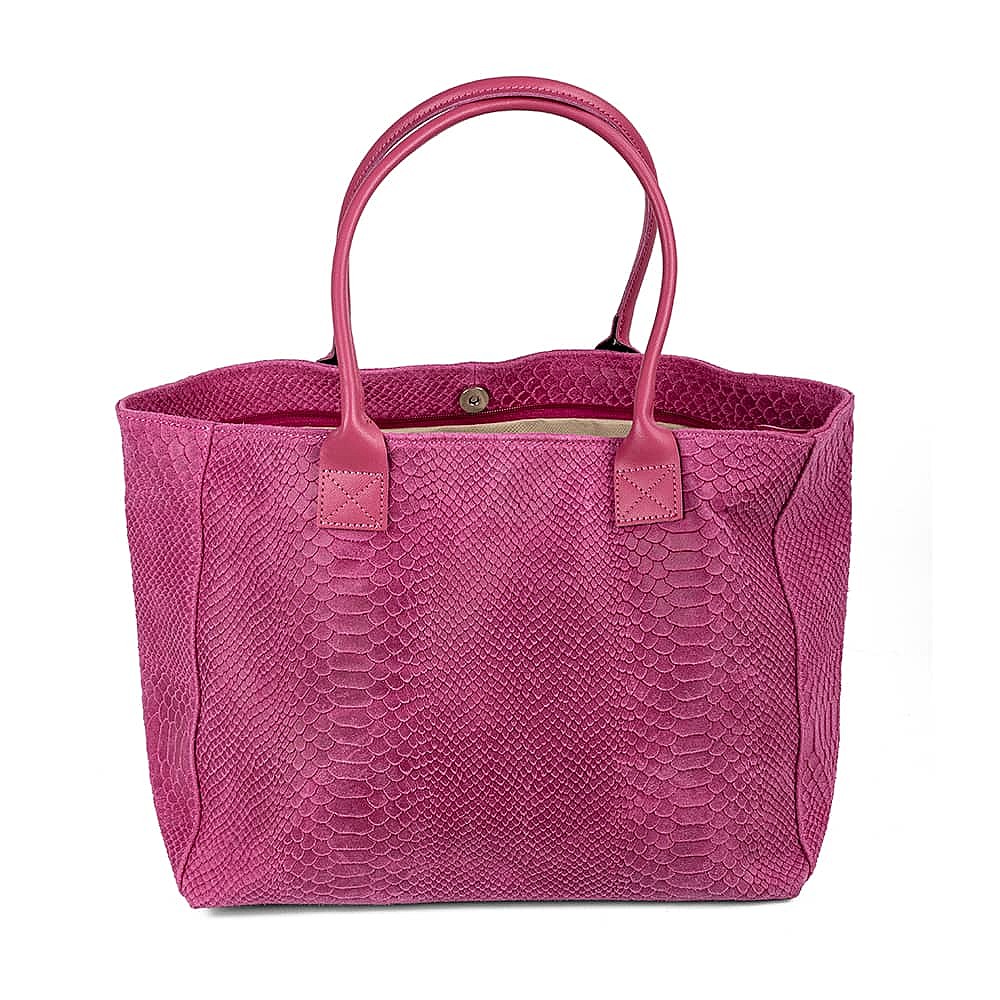 On the Scene Fuchsia Suede Tote Bag