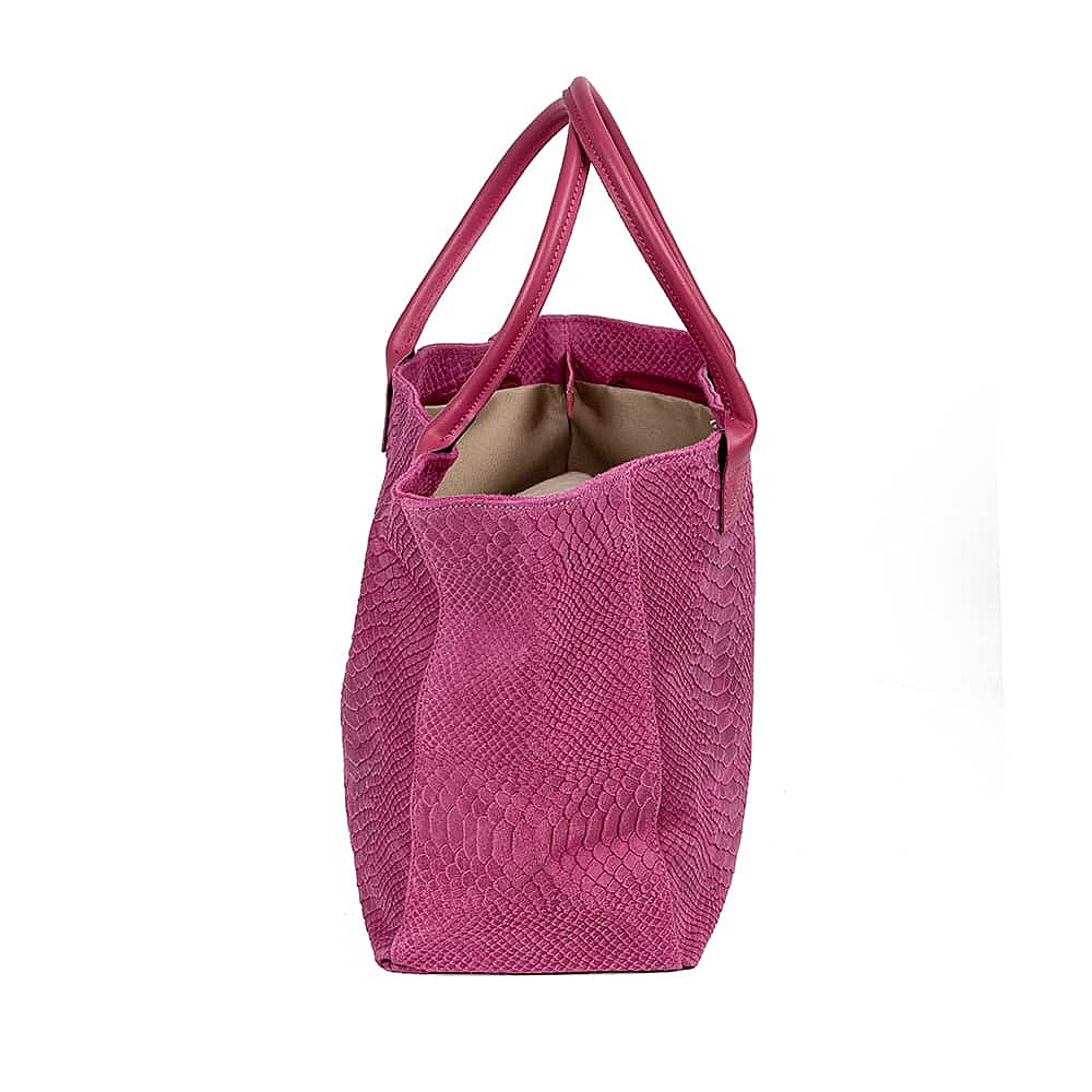 On the Scene Fuchsia Suede Tote Bag