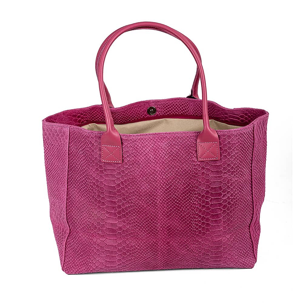 On the Scene Fuchsia Suede Tote Bag