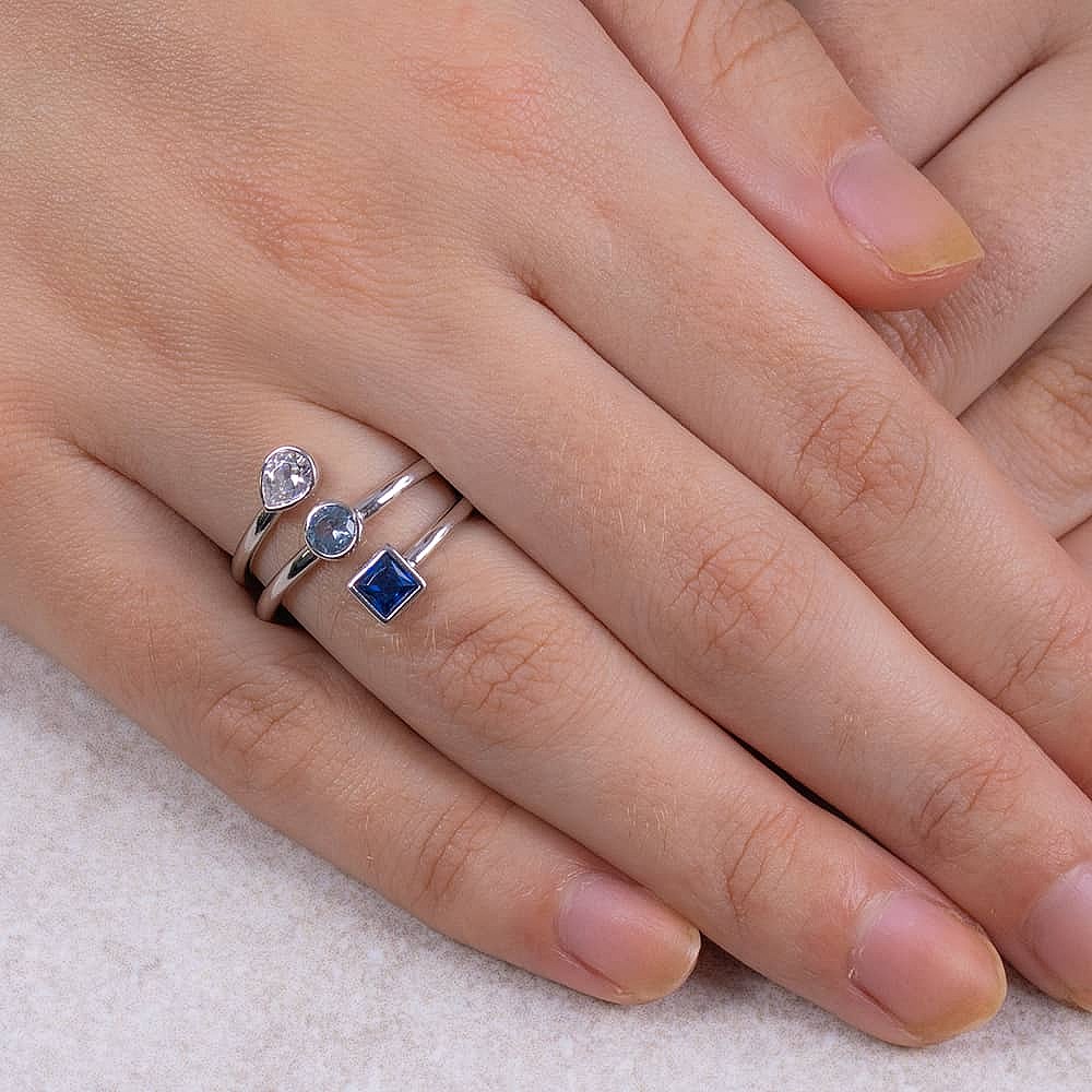 Trio in Tandem Silver Ring
