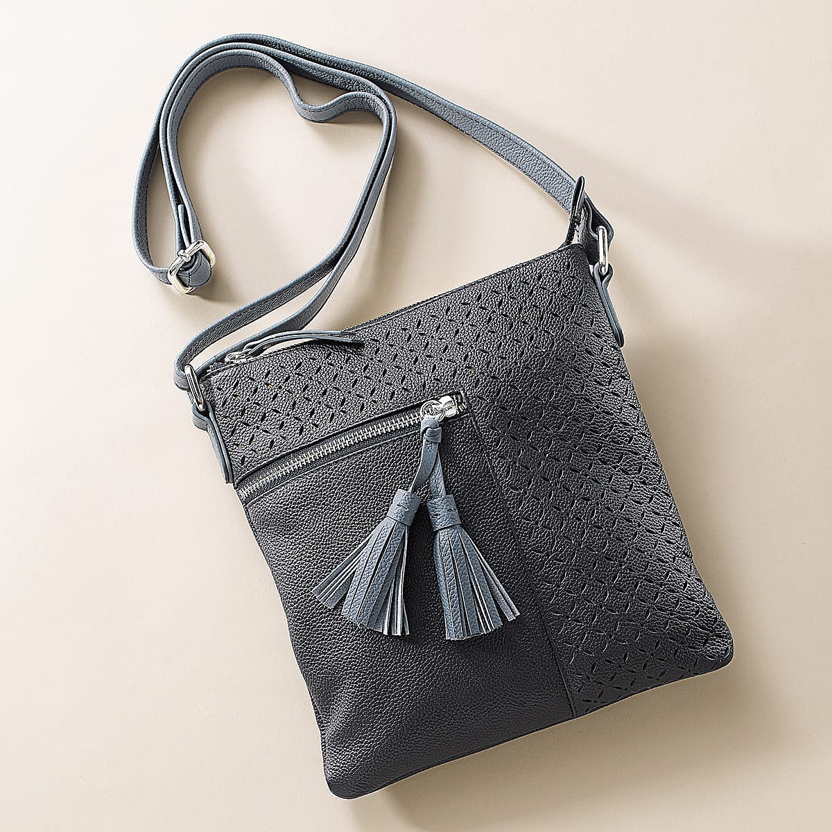 Blue Breeze Leather Cross-Body Bag