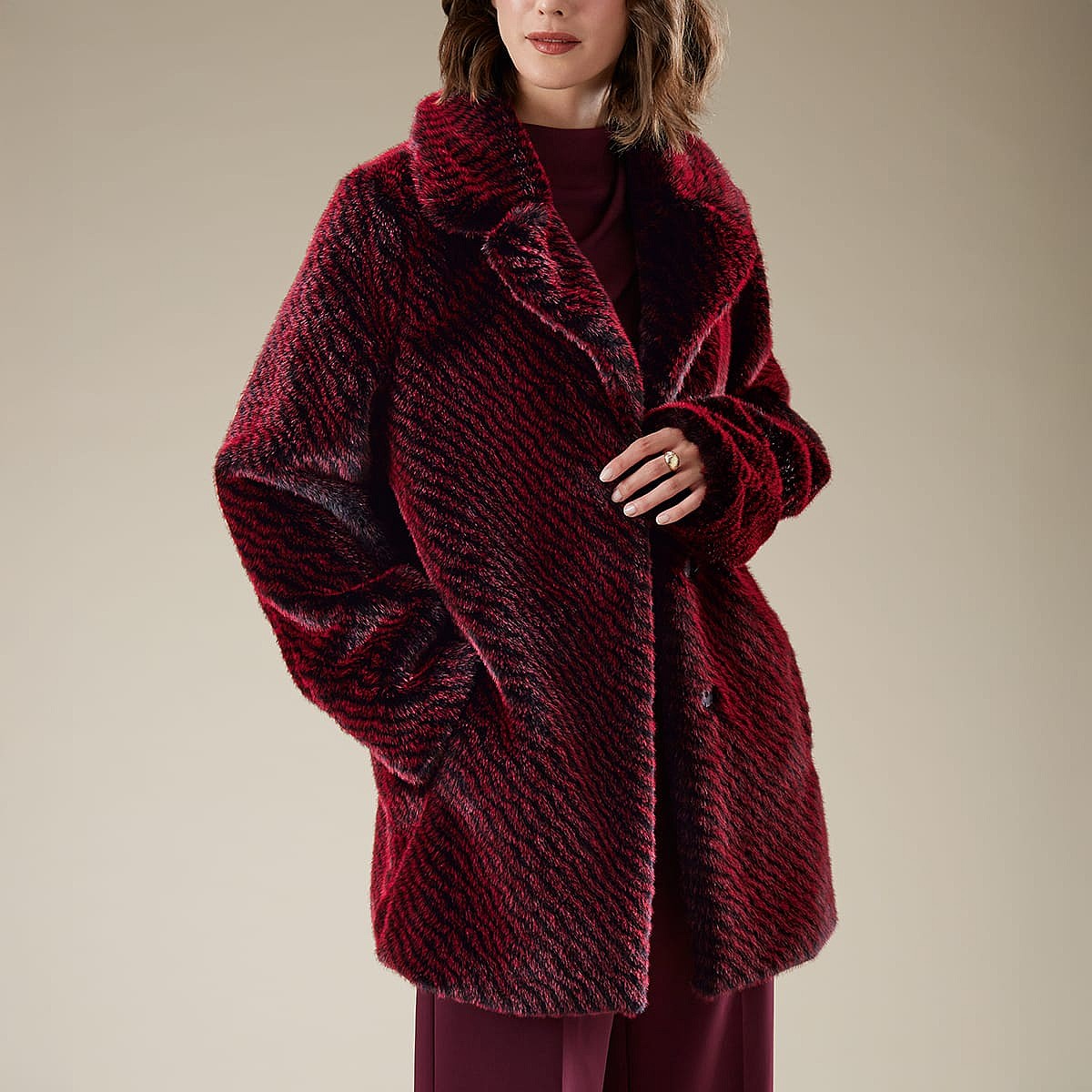 Blissfully Burgundy Faux Fur Coat