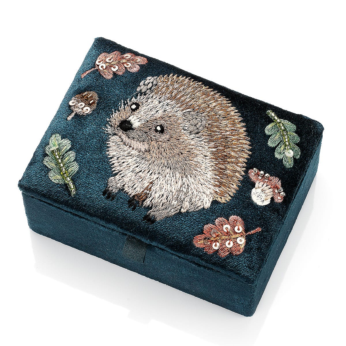 Hedgehog Harmony Velvet Jewellery Box