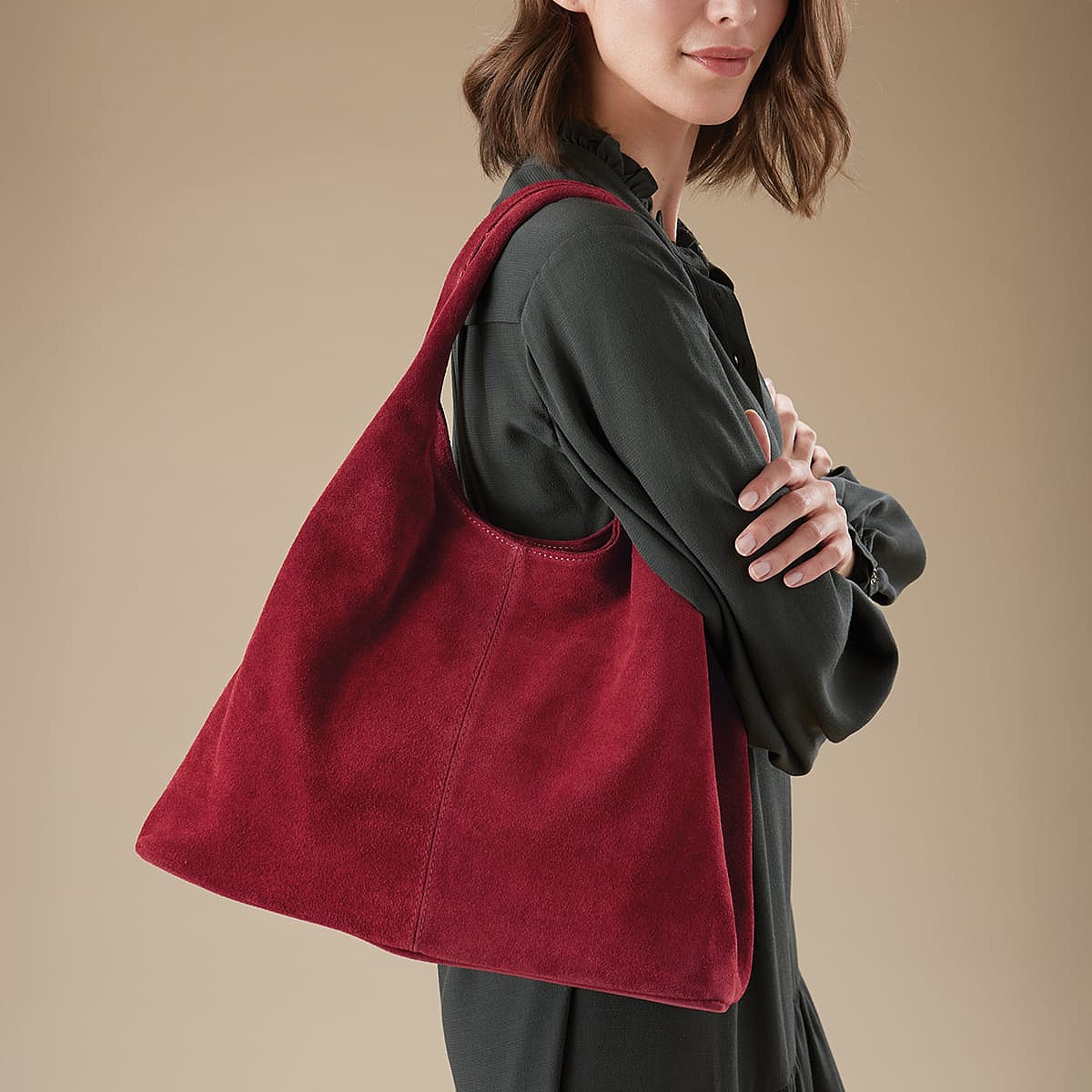 Call it Casual Burgundy Suede Bag