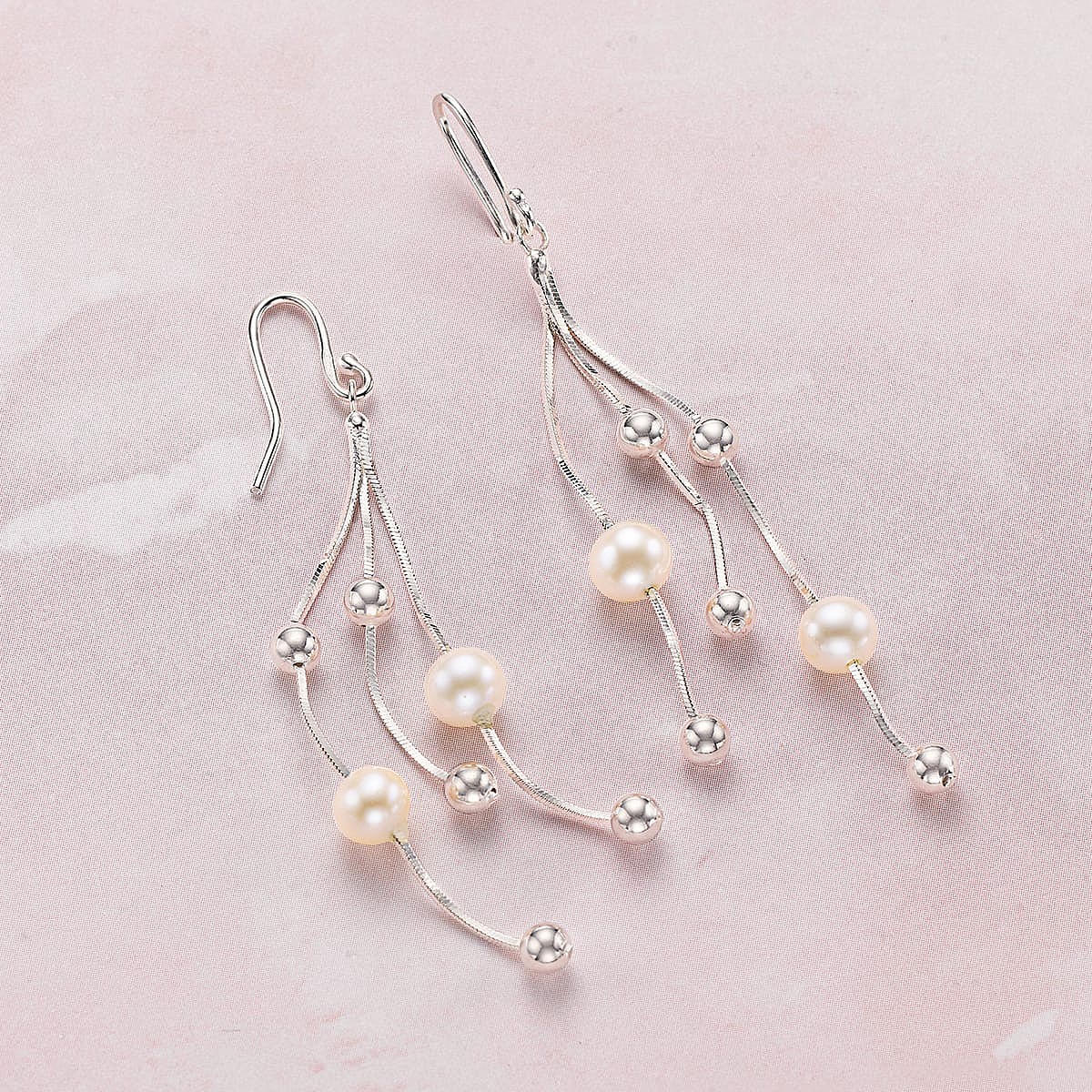 Falling Rain Pearl & Silver Earrings
