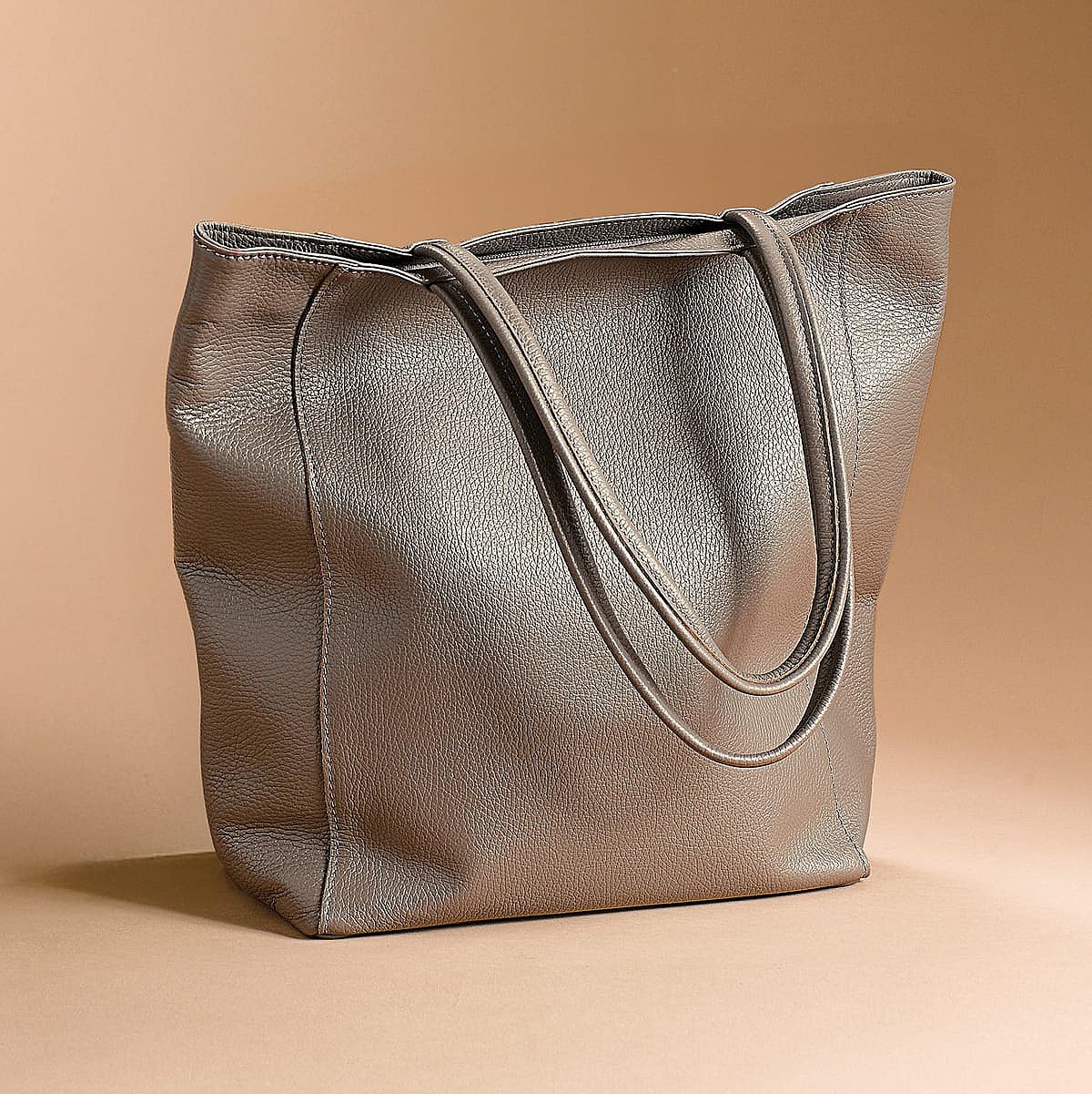 Practically Perfect Grey Leather Tote