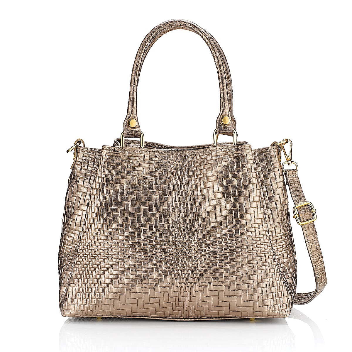 Prismatic Pewter Leather Bag