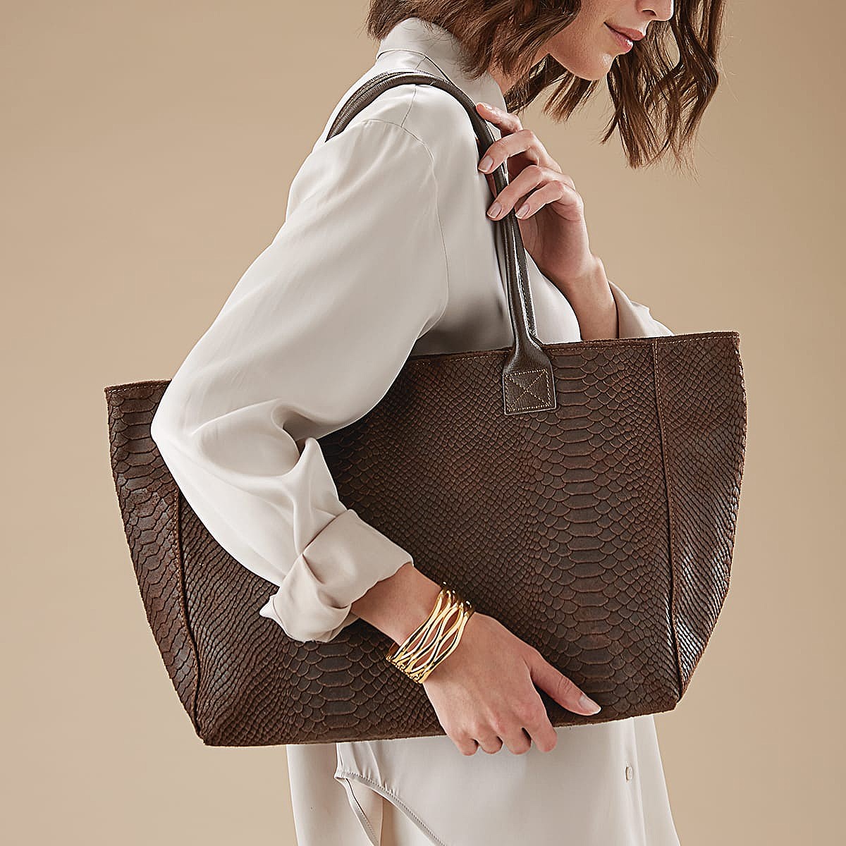 On the Scene Chocolate Suede Tote Bag
