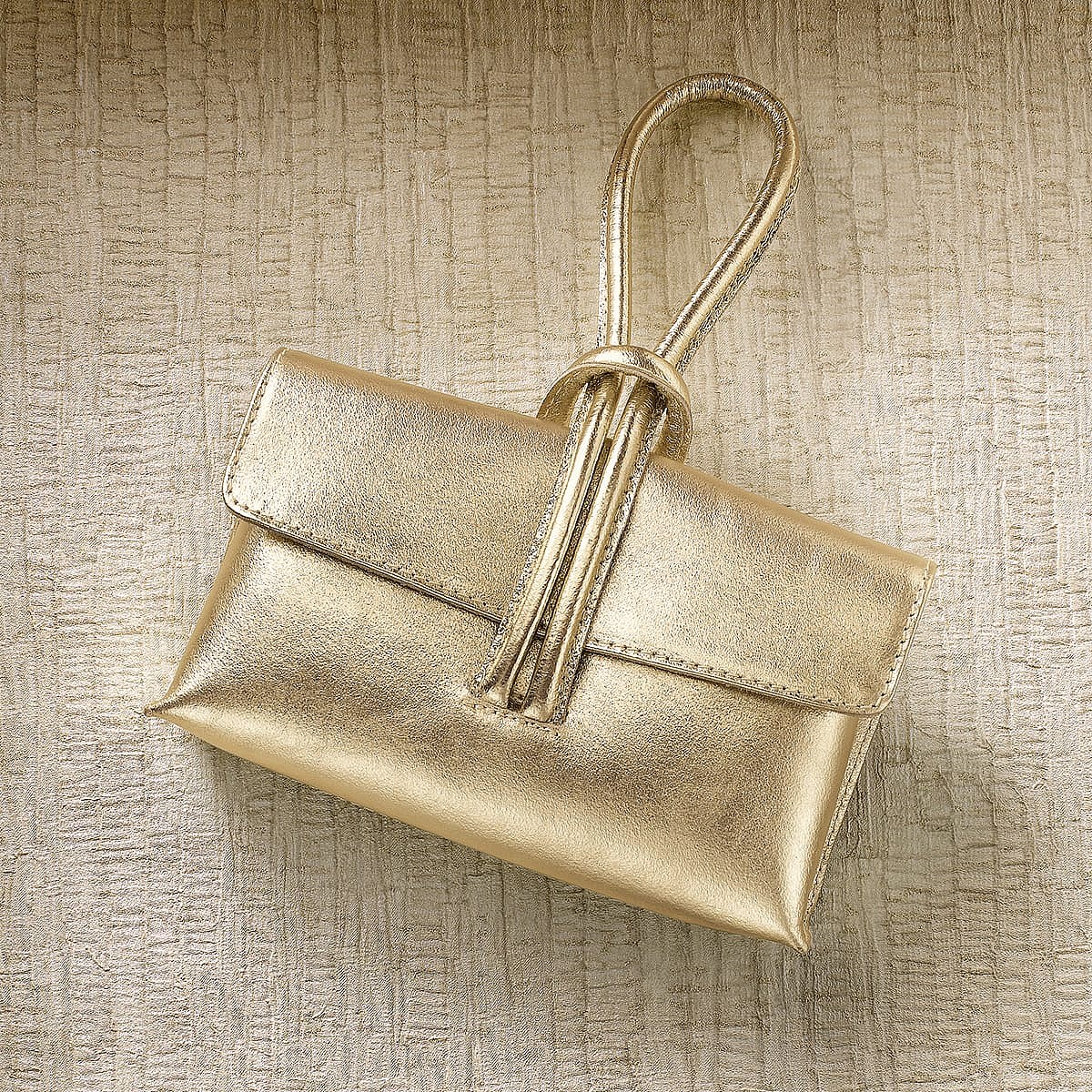 In the Loop Gold Leather Clutch Bag