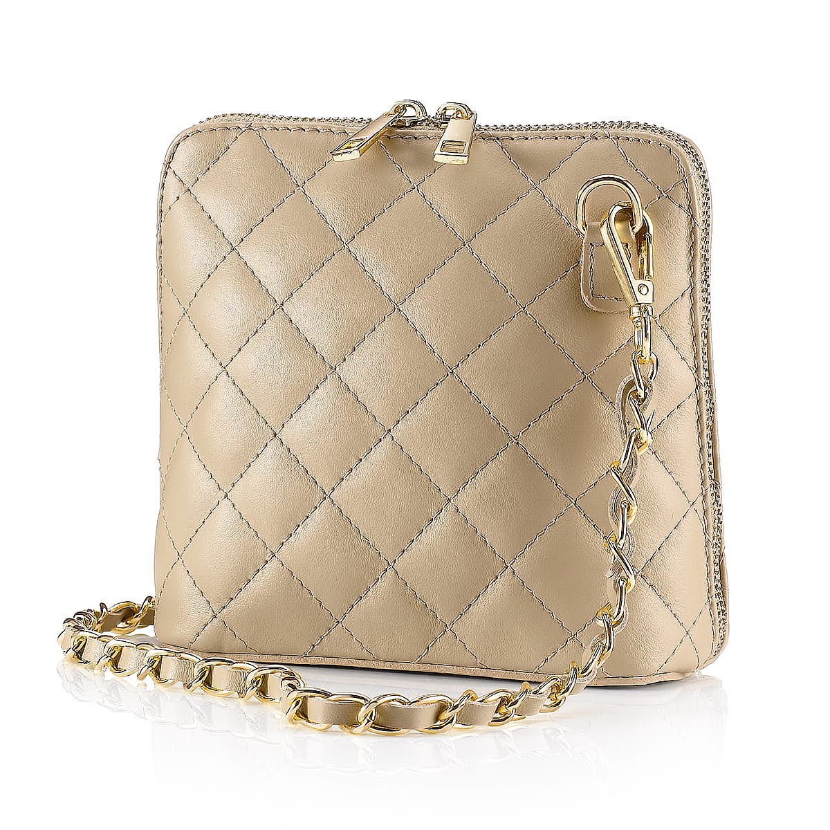 Glamour to Go Taupe Cross-Body Bag