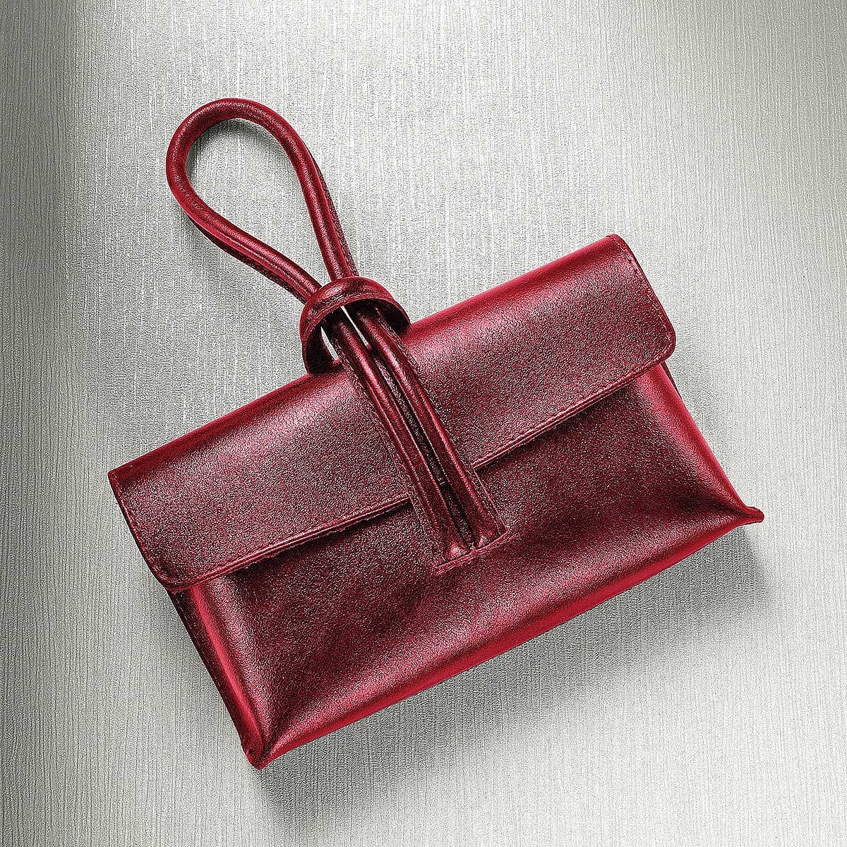 In the Loop Berry Leather Clutch Bag