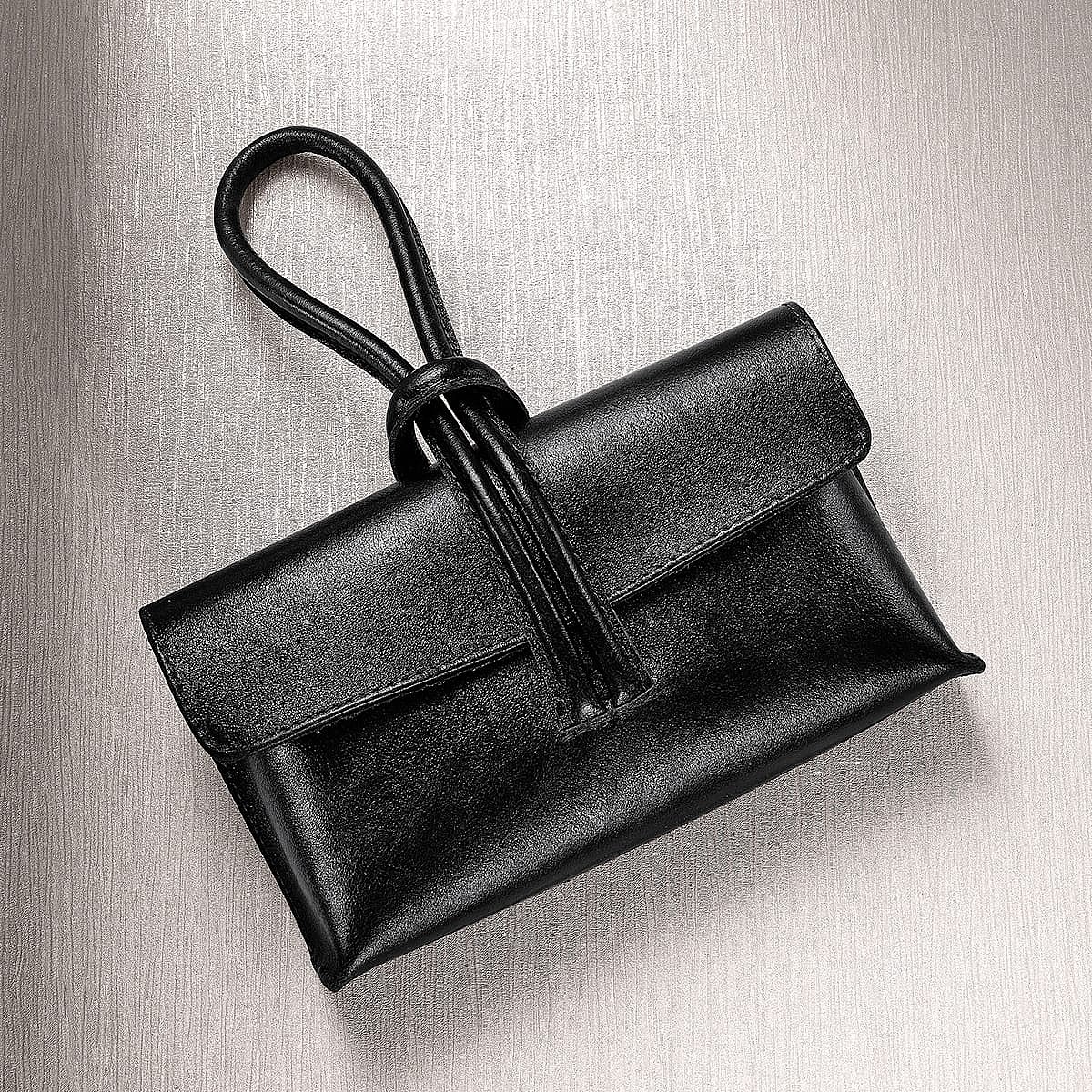 In the Loop Black Leather Clutch Bag