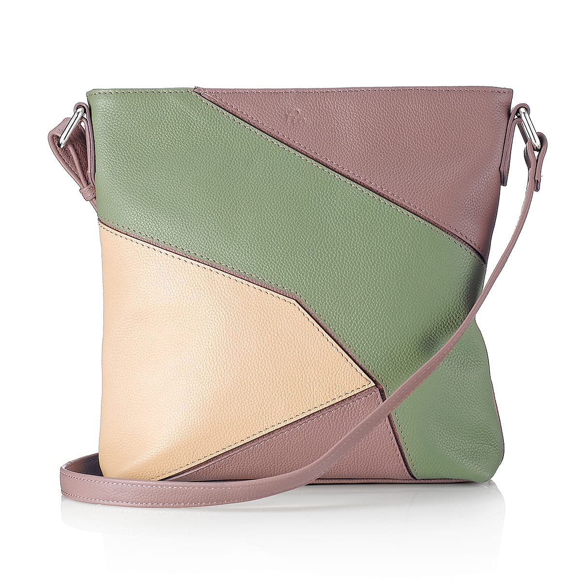 Pieced In Pastel Leather Cross-Body Bag