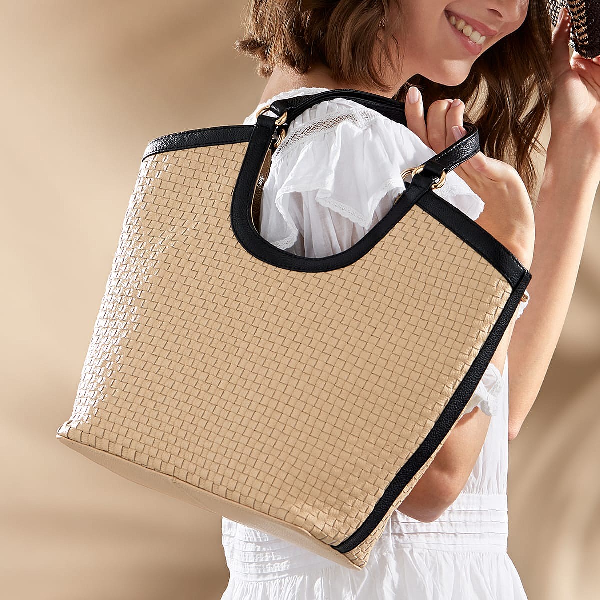 Woven in Style Leather Tote Bag