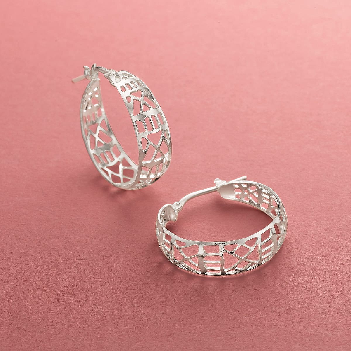 Silver Geometry Hoop Earrings