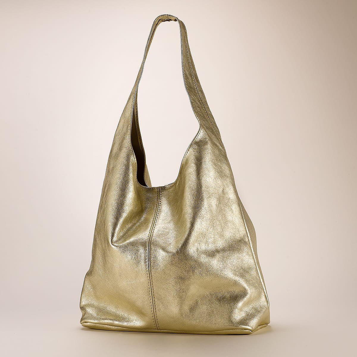 Metallic Moment Gold Suede Slouch Bag