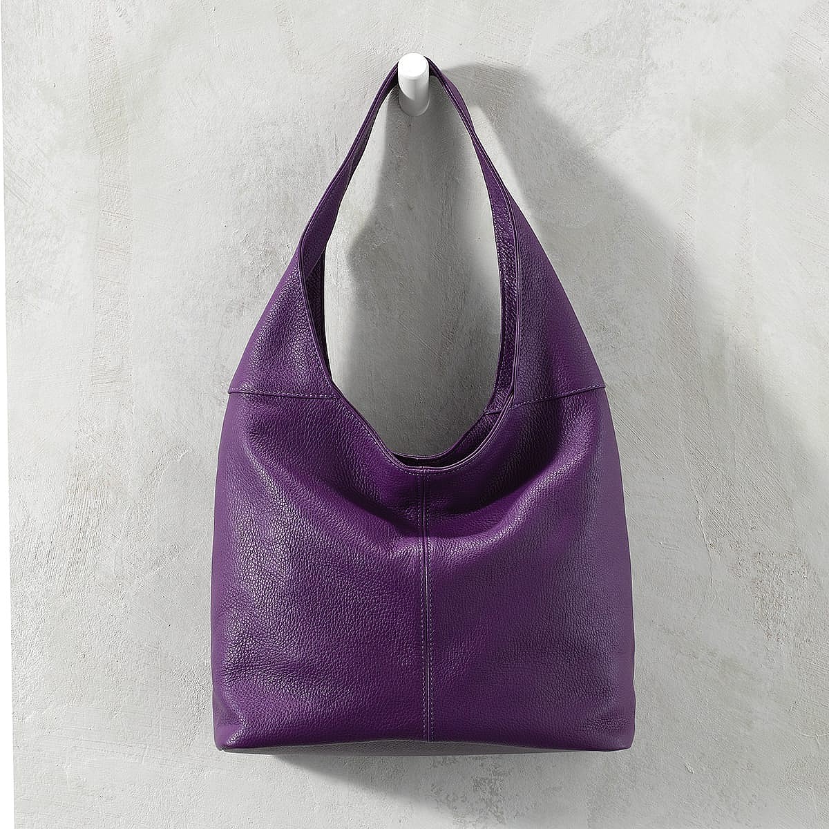 Perfectly Purple Leather Slouch Bag