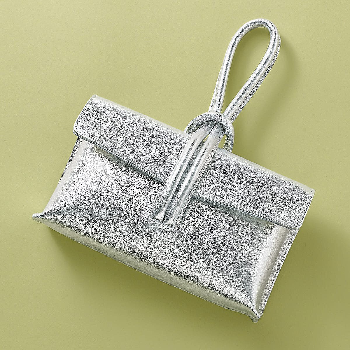 In the Loop Silver Leather Clutch Bag
