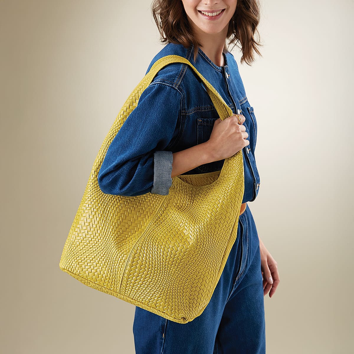 Good Optics Yellow Suede Slouch Bag