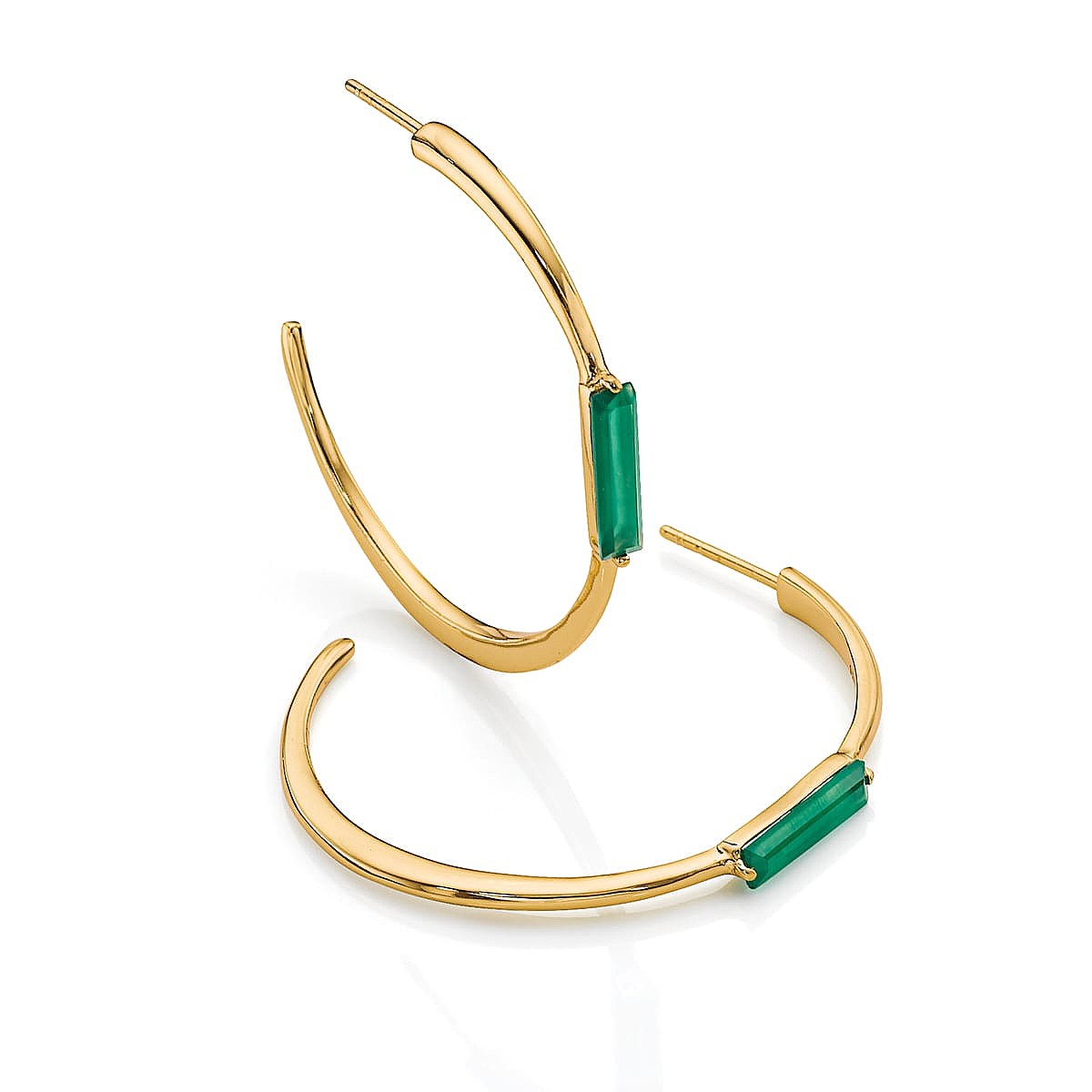 Balancing Act Green Agate Hoop Earrings
