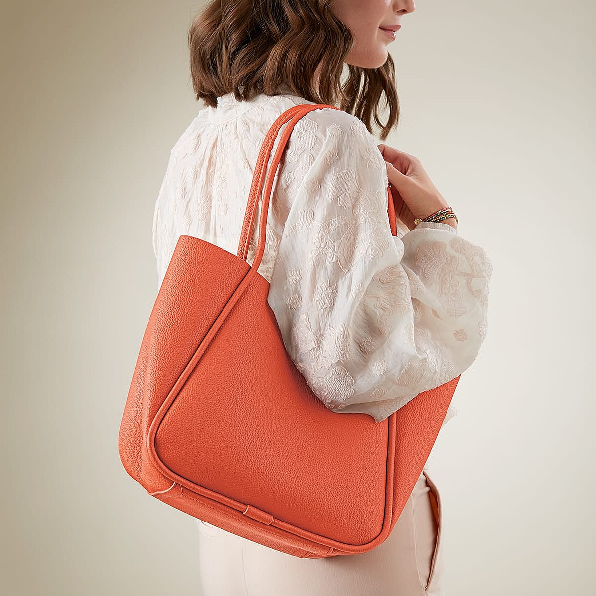 Orange Optimism Faux Leather Tote Bag