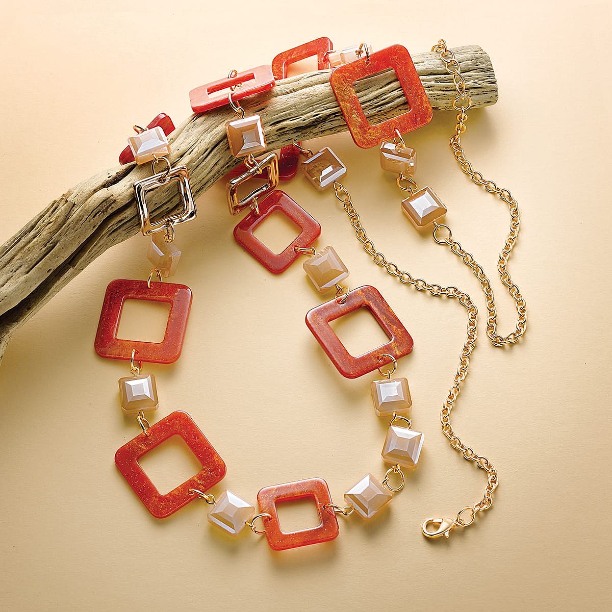 All Squared Away Orange Necklace