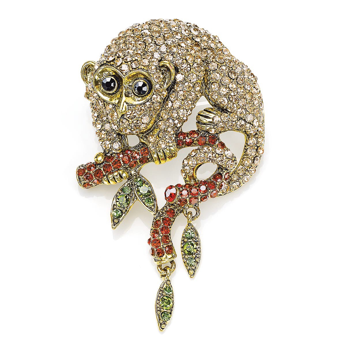 Wildly Cute Bush Baby Crystal Brooch