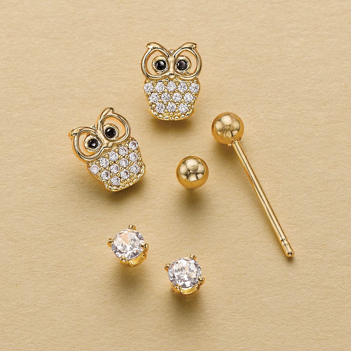 Owl Delight Set of 3 Stud Earrings