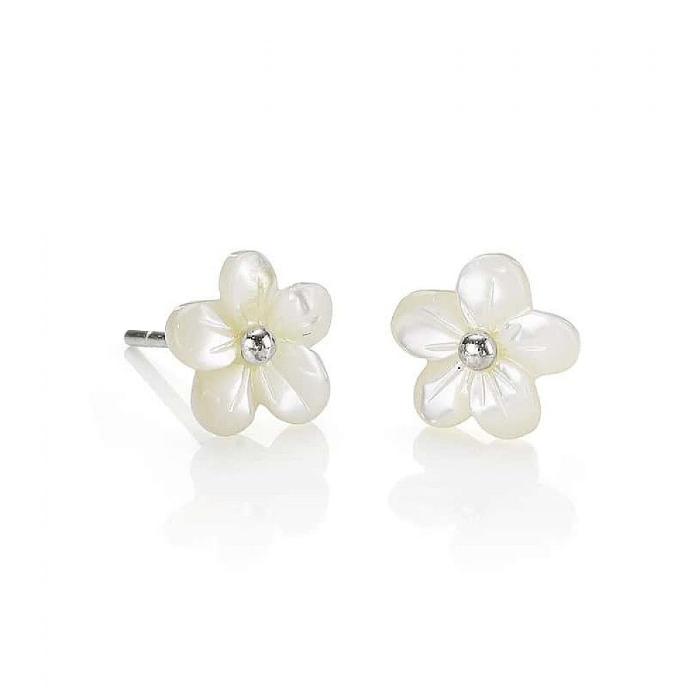 Mother-of-Pearl Flower Stud Earrings 