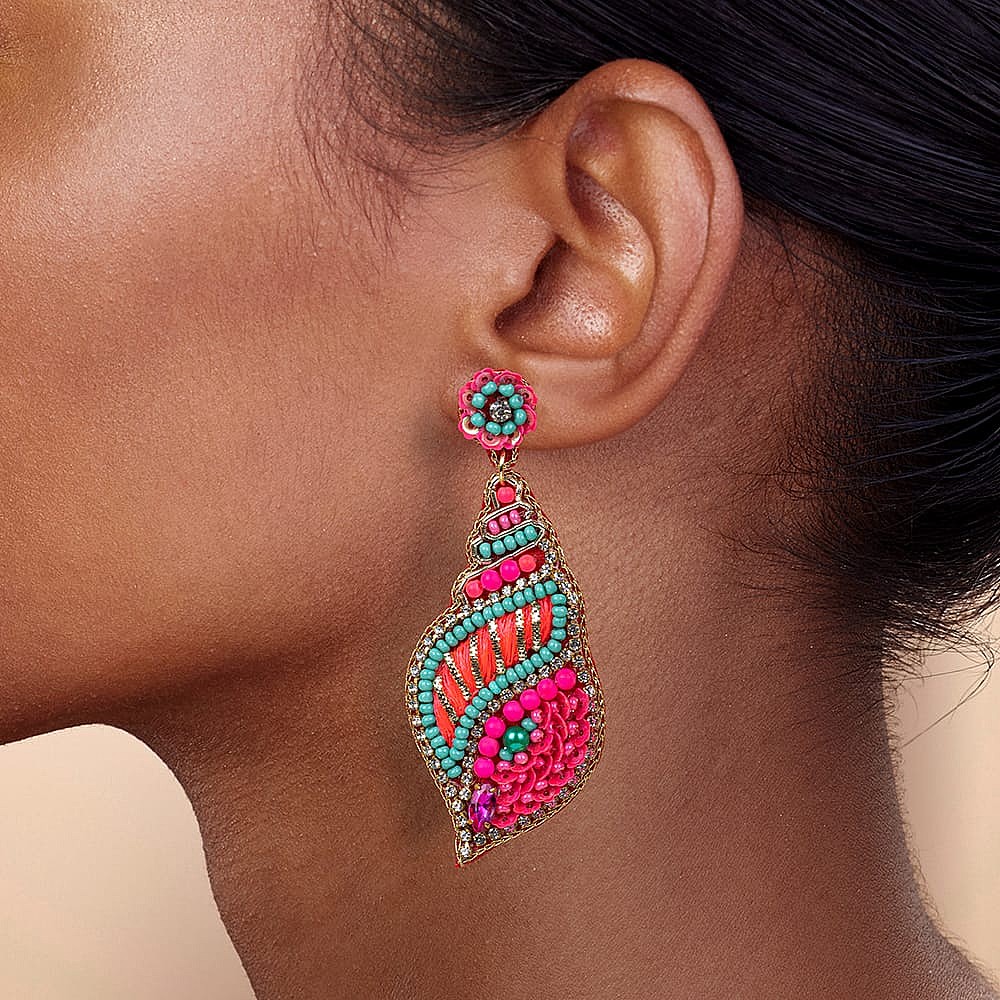 She Sells Seashells Blue White Faux Pearls Earrings Pia Jewellery