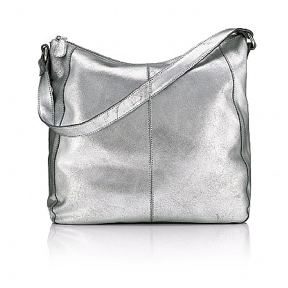 silver shoulder bag