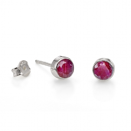 Lifeblood Ruby and Silver Stud Earrings