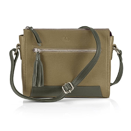 Olive Overture Leather Cross-Body Bag