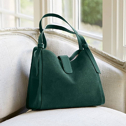 Give In To Green Suede Shoulder Bag
