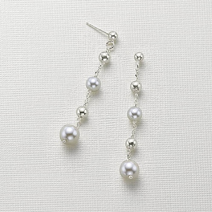 Punctuated In Pearl Silver Earrings