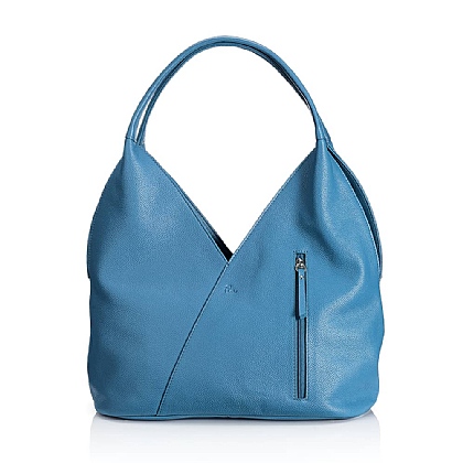 Hydrangea Hues Blue Leather Bag