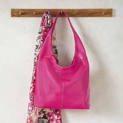 Flushed with Fuchsia Leather Slouch Bag