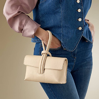 In the Loop Cream Leather Clutch Bag